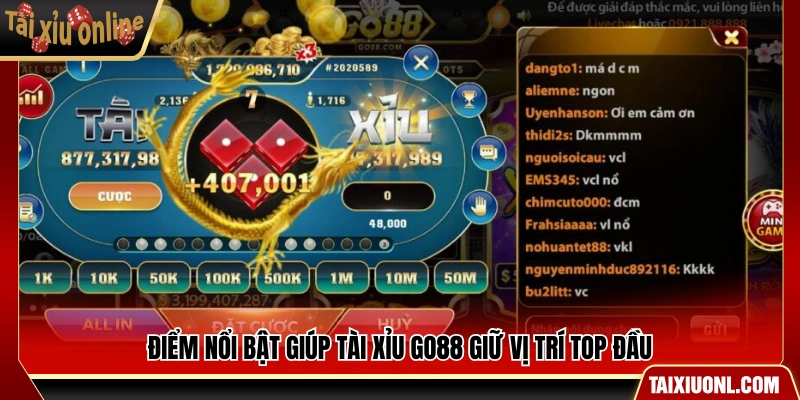 Những thế mạnh tạo nên sức hút của tài xỉu Go88